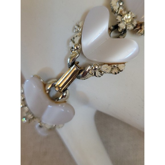 Vintage BSK Heart Shaped Moon Glow Thermoset Rhinestone  Bracelet Missing Stones - Picture 4 of 16